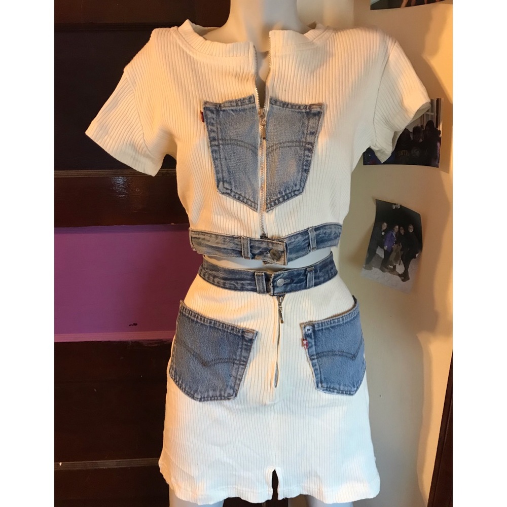 Fredericks of Hollywood Levi jean and fabric set